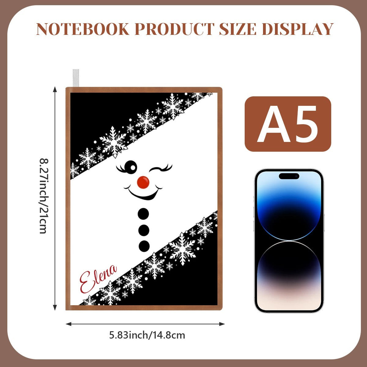 Personalized Snowman Notebook | Custom Name Gift | A5 Winter Journal