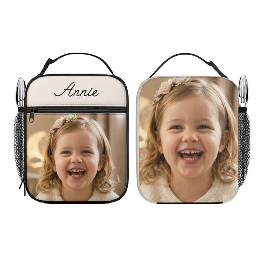 Personalized Photo Lunch Bag with Name - Custom Photo Insulated Lunch Box for Kids and Adults - School Lunch Bag with Photo and Name
