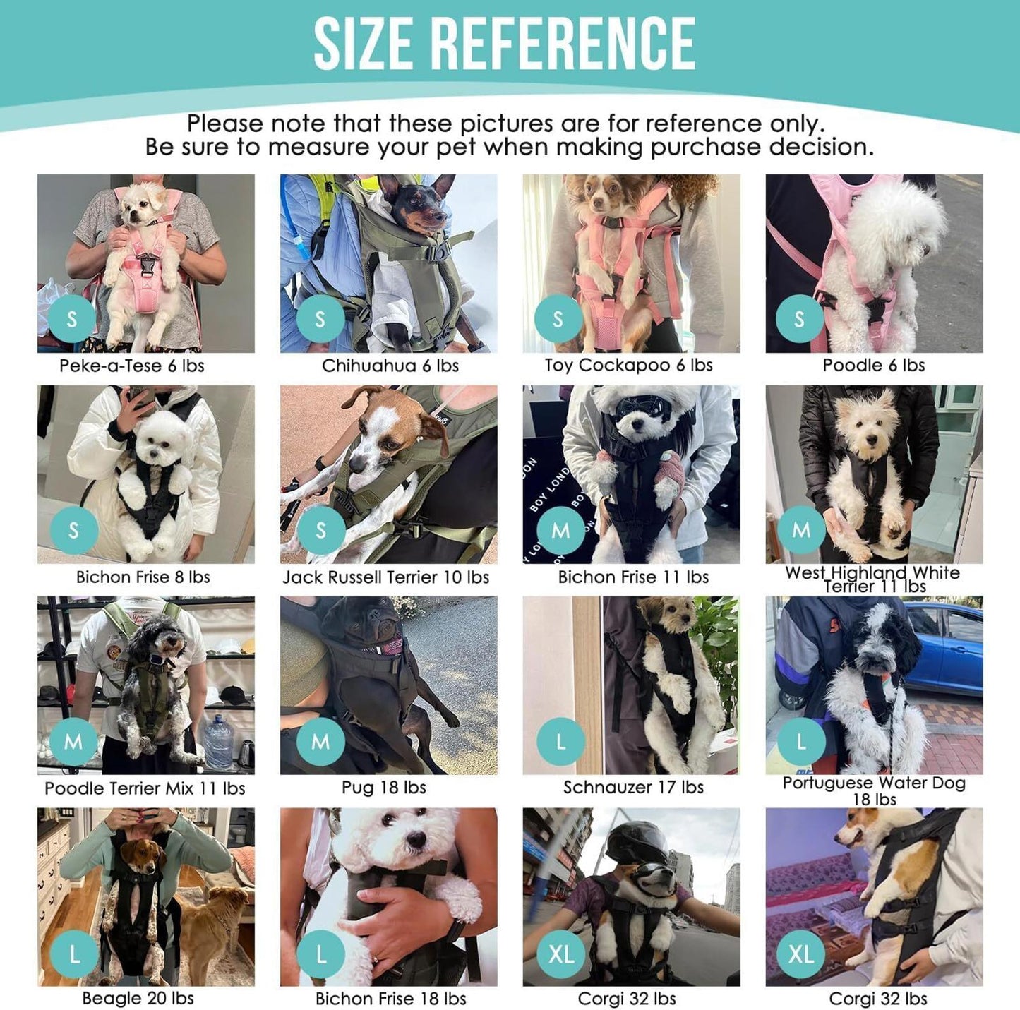 Large Dog Front Carrier, Hands-Free for Hiking/Cycling