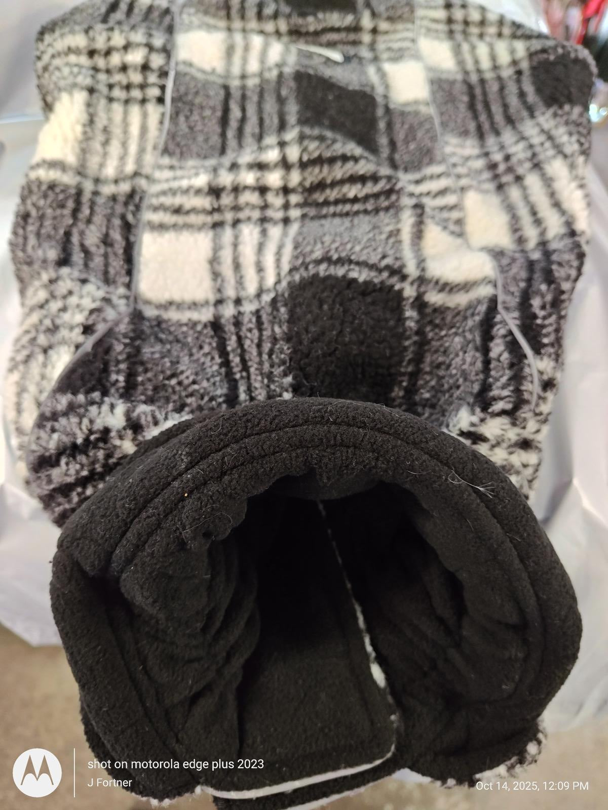 Bing Pet Dog Faux Lamb Plaid Reversible Adjustable Size L Coat Dog Jacket Dog