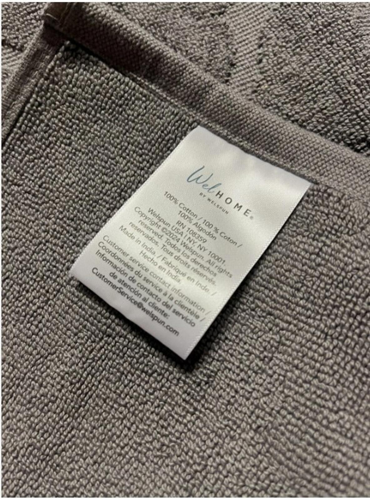 WelHome by Welspun 100% Cotton Geometric Tub Mat 2PK Set Gray