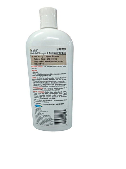 Adams Flea and Tick Shampoo and Conditioner for Dogs, effective formula for cleansing and soothing.