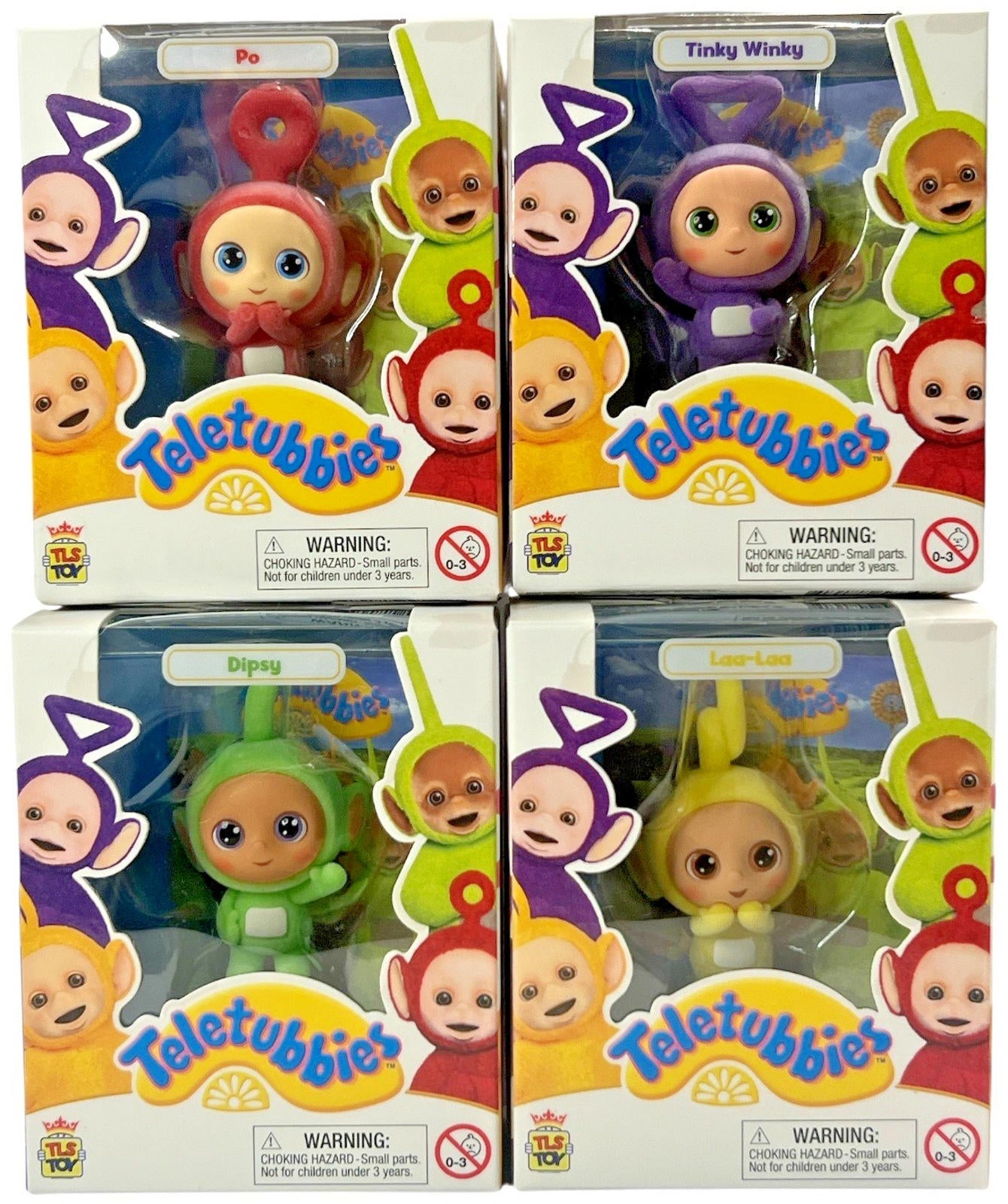 Teletubbies TLS CheeBee Set of 4 Flocked Mini Figures 2.5" Tinky Winky Po Dipsy