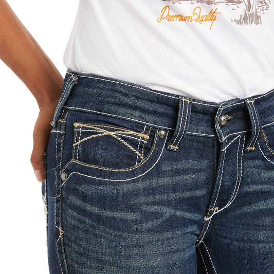 Ariat Women's Mid Rise Stretch Whipstitch Boot Cut Jeans