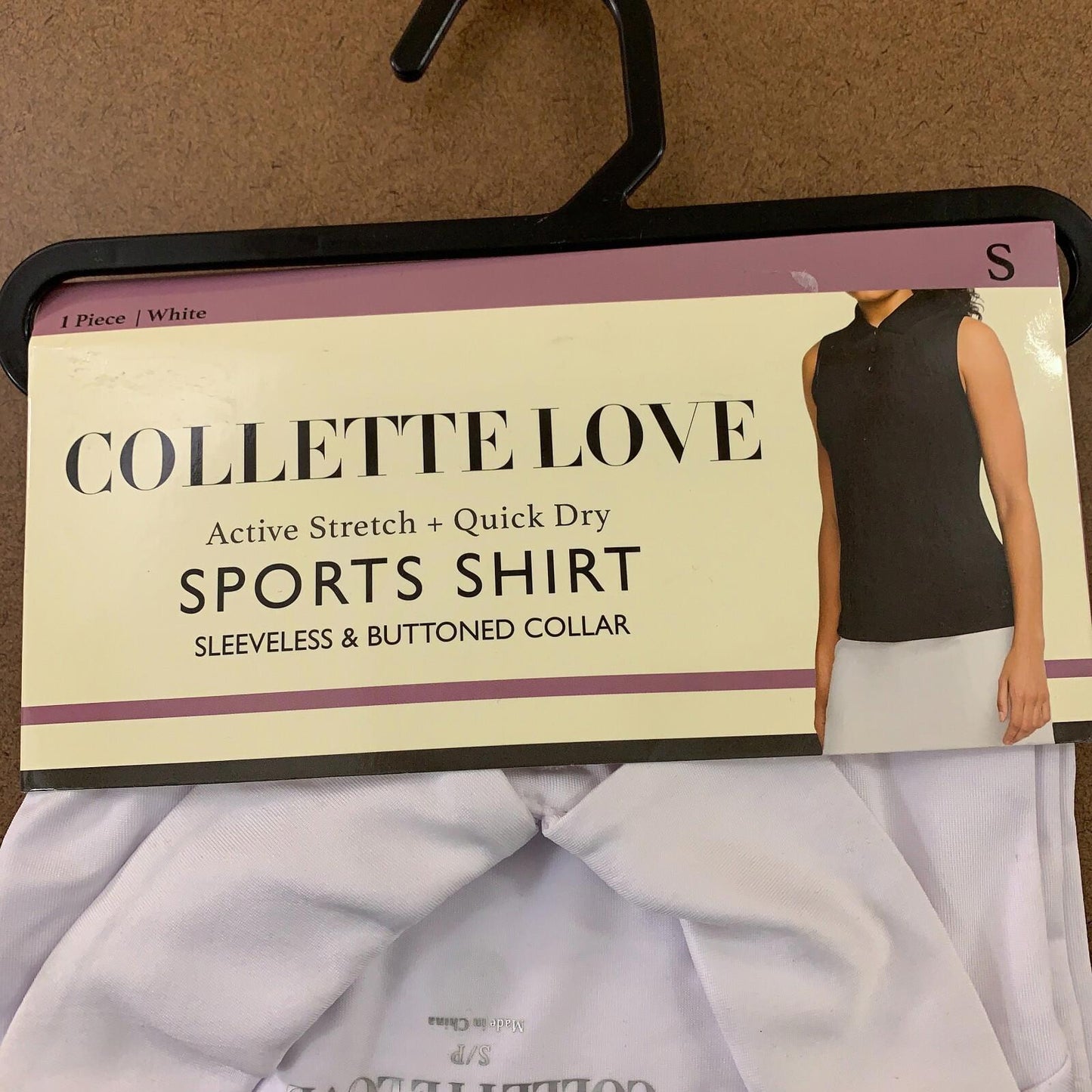 Collette Love Womens Small White Stretch Sleeveless Collared Sports Shirt