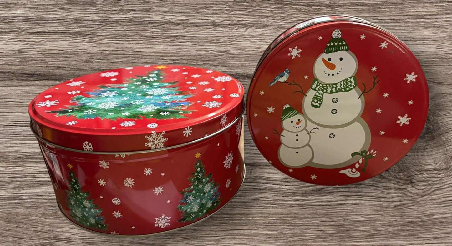 4 Treat Tins Christmas Holiday Treat's etc 2 of 6" and 2 of 8"