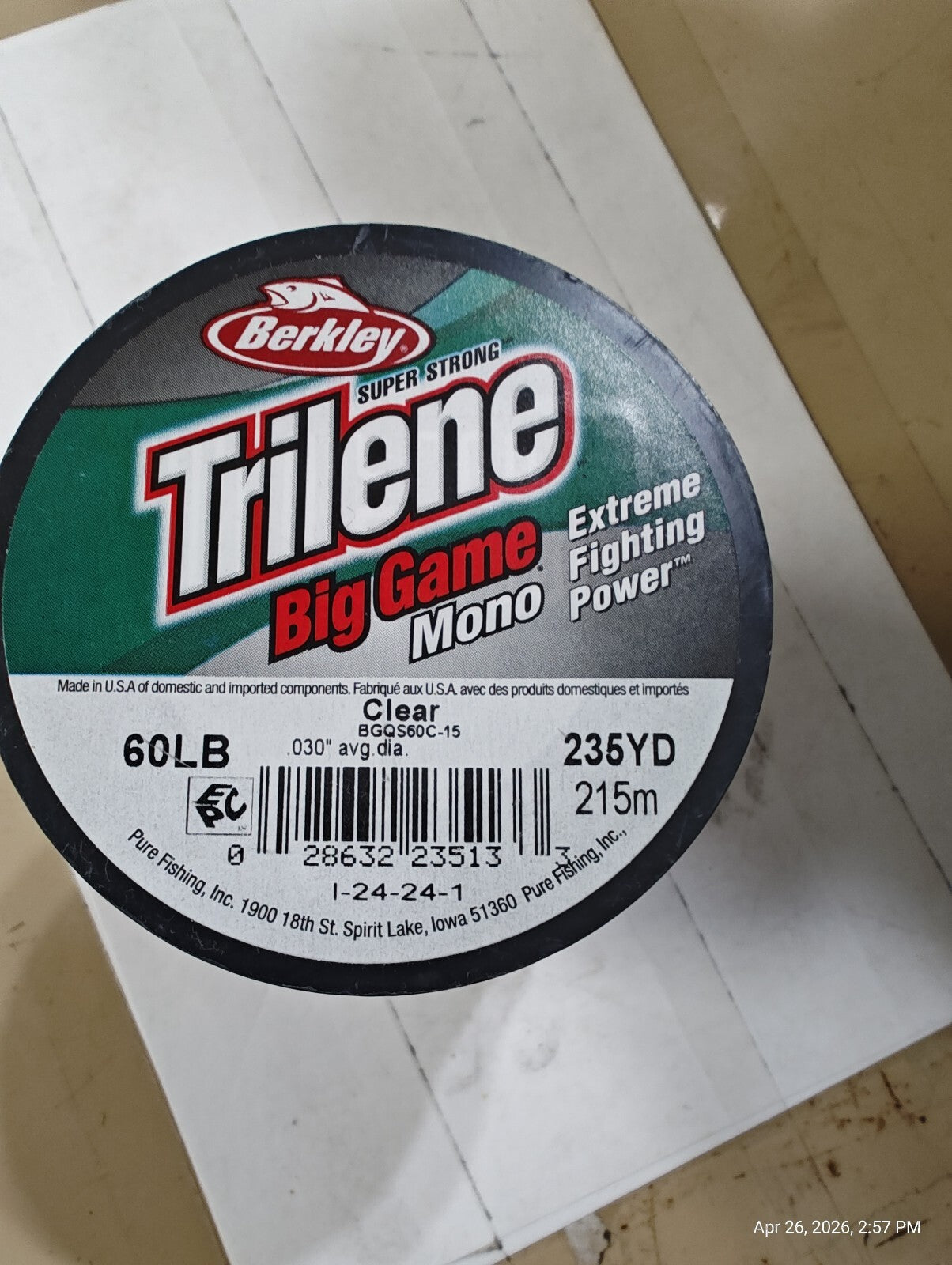 Ultimate 60 lb Trilene Big Game Fishing Line - 235 Yards of Monofilament clear