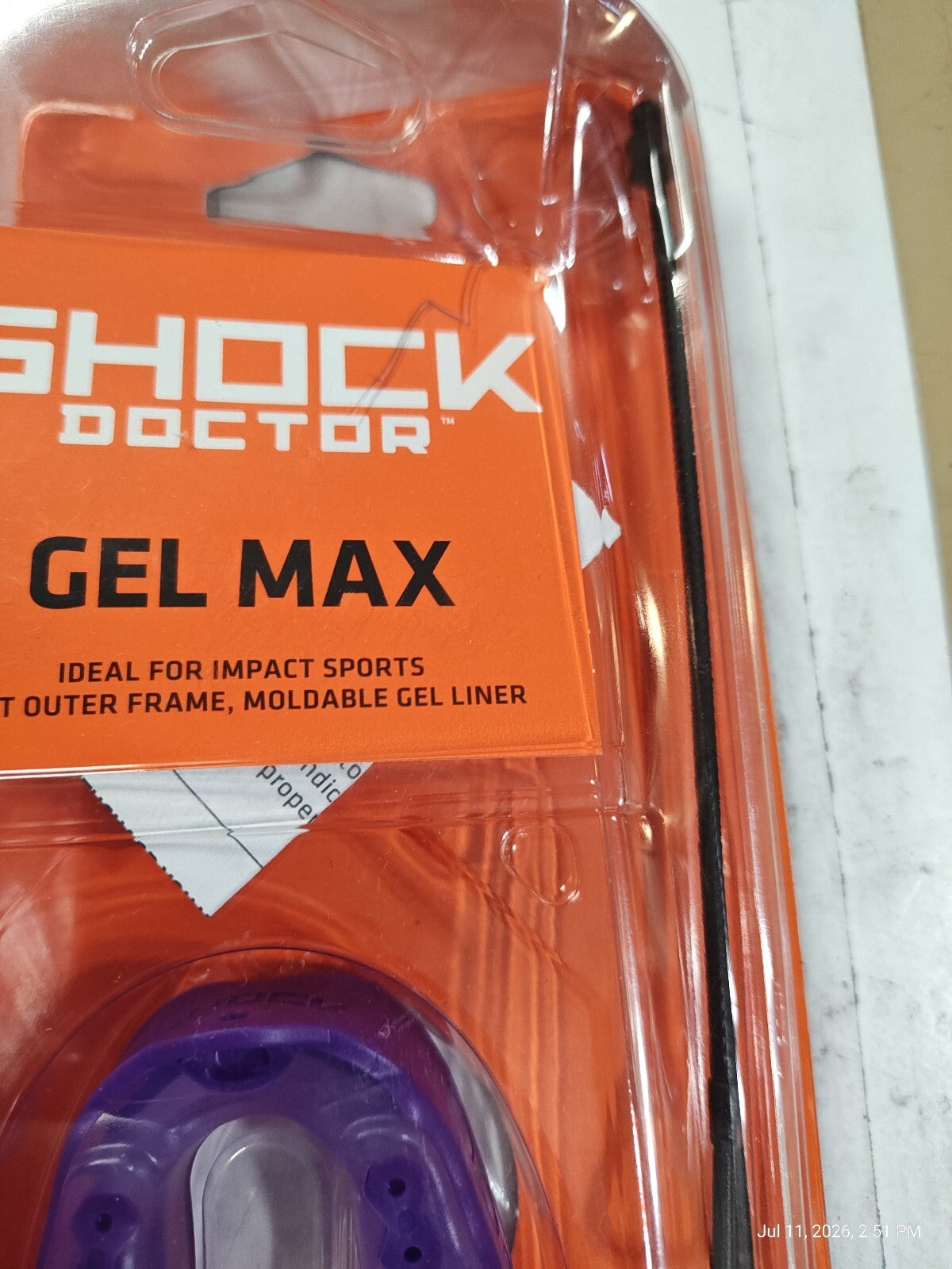 Shock Doctor Gel Max Classic Mouth Guard - Adult 11+ Purple