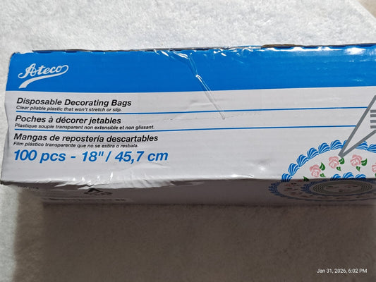 Ateco 18-Inch Disposable Decorating Bags, Pack of 100