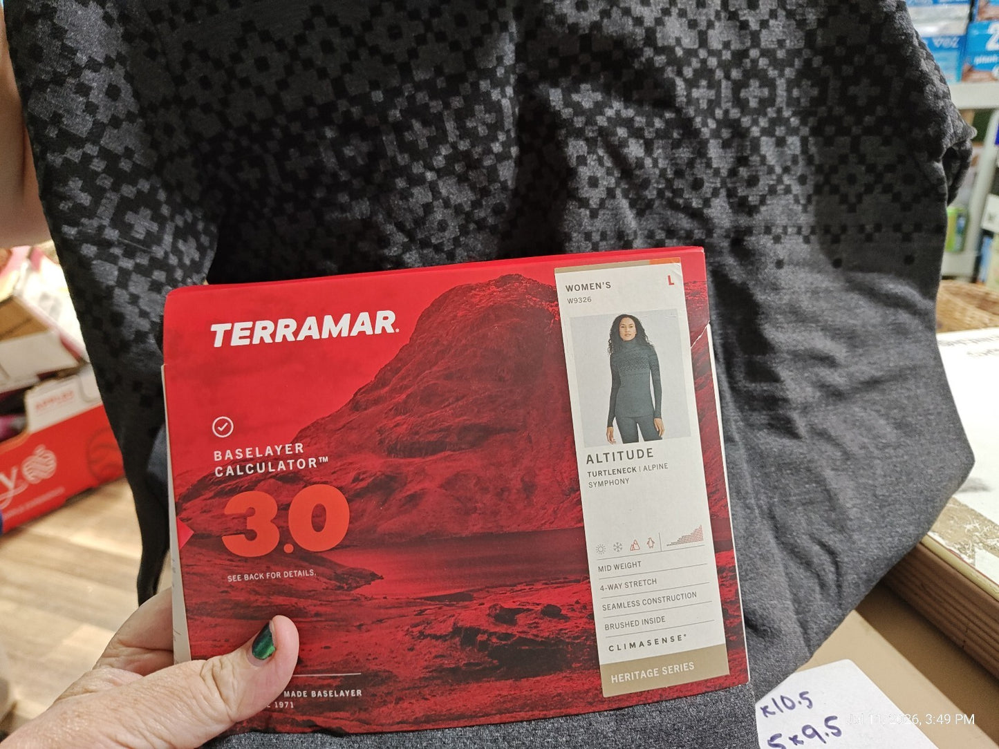 Terramar Climasense 3.0 Women's Gray Turtleneck Baselayer Shirt Size Large