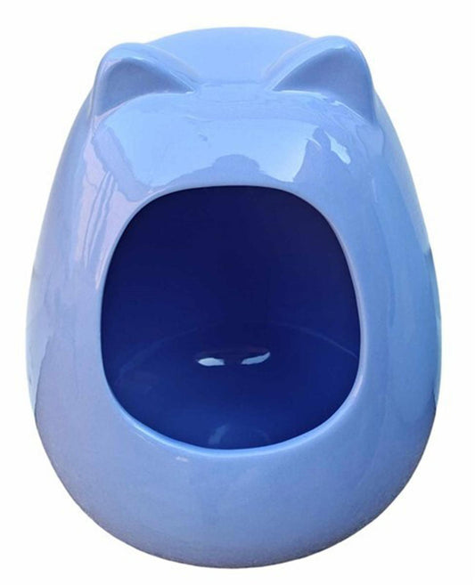 Blue Cat Cave Bed features a cozy design with a playful cat face and spacious interior.