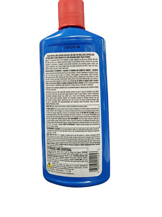 Blue Liquid Cleaner with red cap, featuring detailed usage instructions on the back label.
