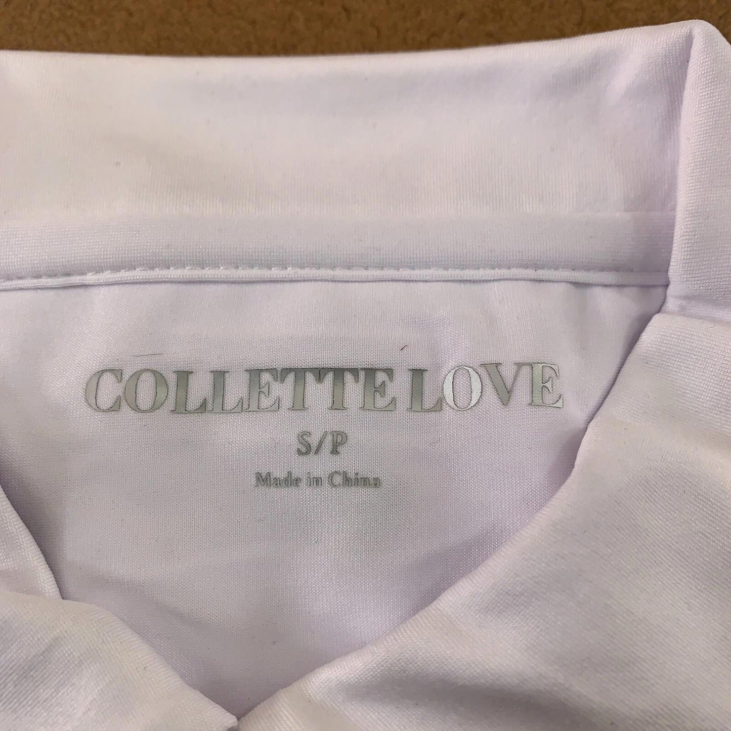 Collette Love Womens Small White Stretch Sleeveless Collared Sports Shirt