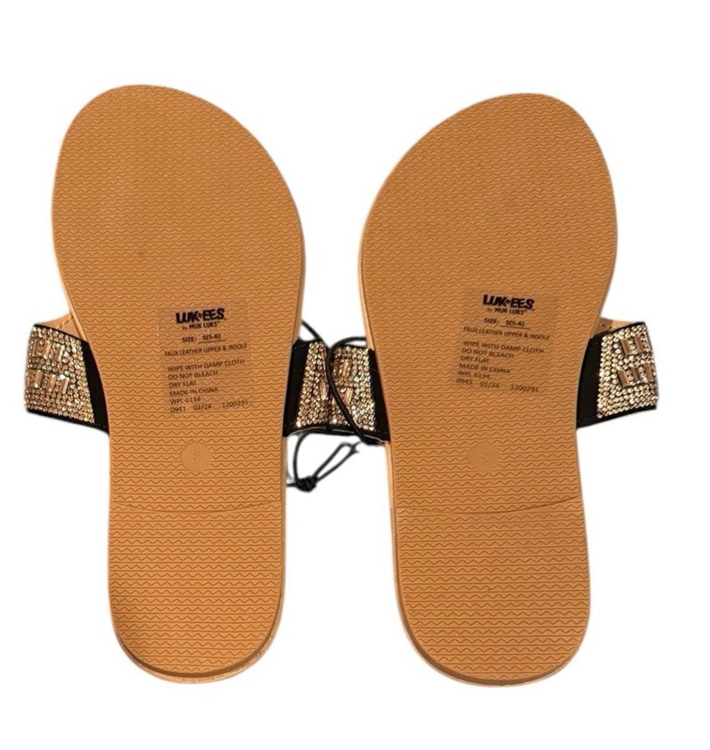 Luk*ees Muk Luks Flip Flops Sandals Size Small 5 - 6 Beaded Lukees