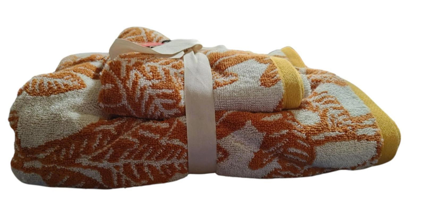 Paradise Bath & Hand Towel Set Gold - Opal house Double Pack (4pc Total)