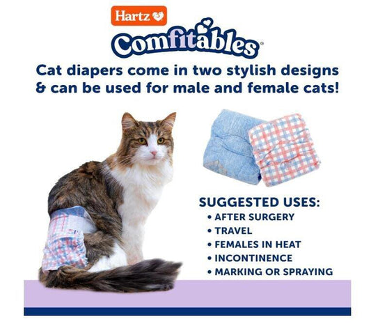 Hartz Comfitables Cat Diapers, Size S 12 Count, Comfortable & Secure Fit