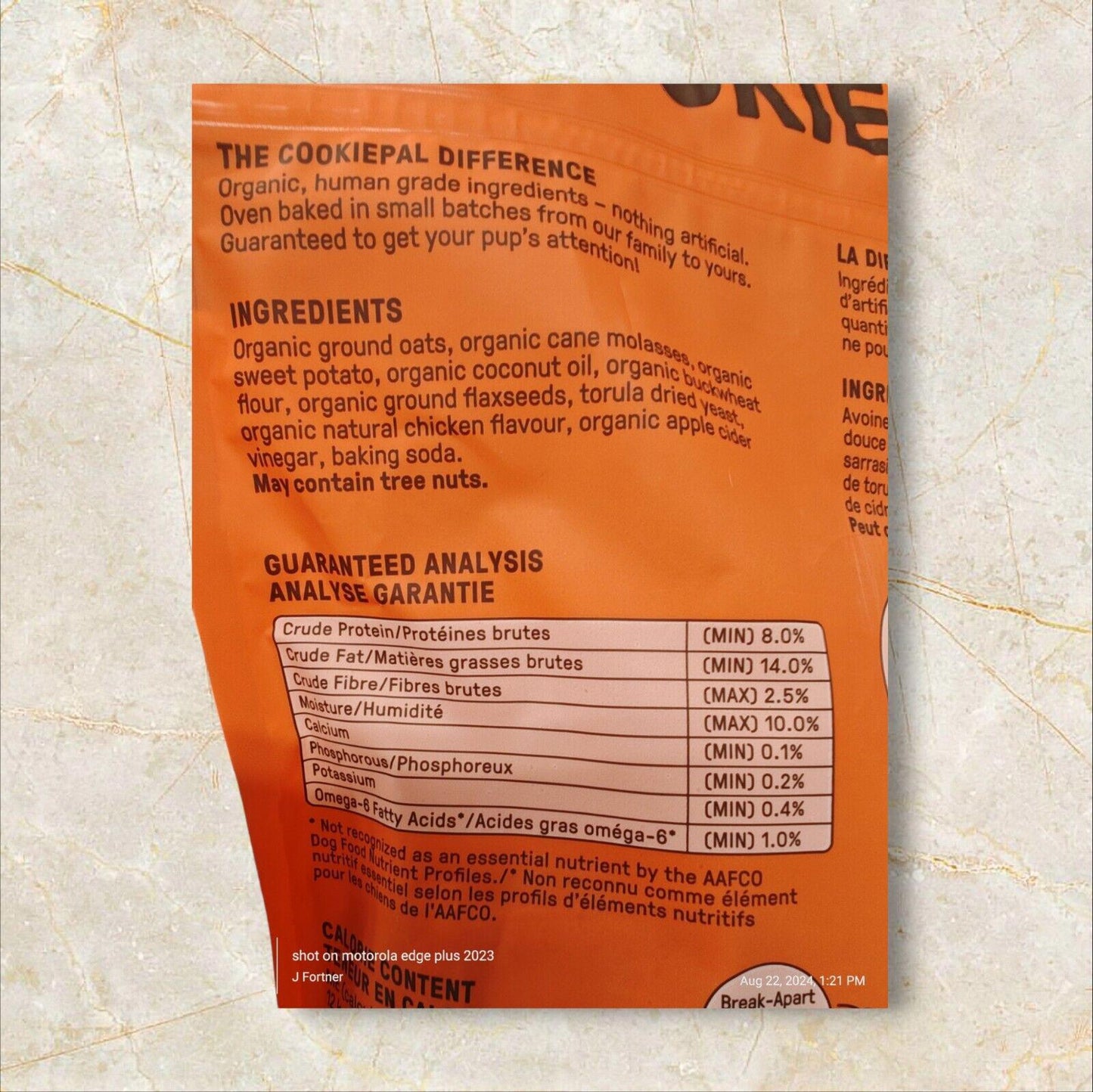 2pk Cookie Pal 4 Lbs (Total) Chicken & Sweet Potato Dog Biscuits Organic