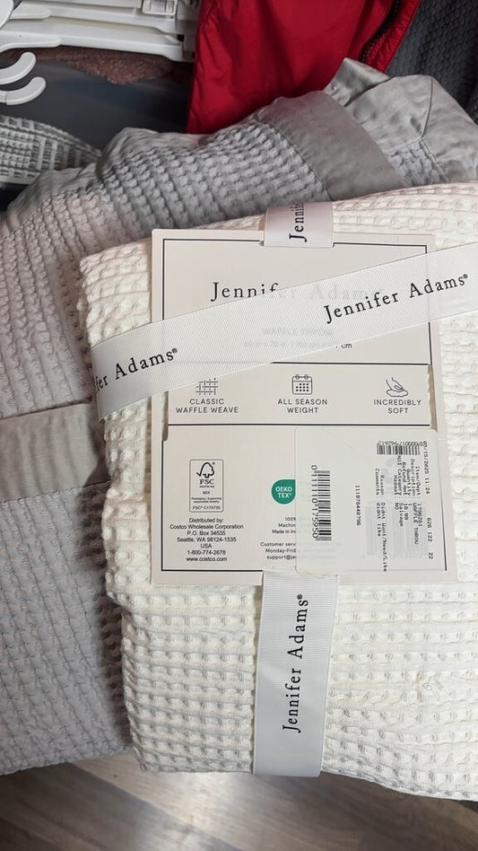 2 PackJennifer Adams Waffle Throw 60 x 70 Ivory New With Tags