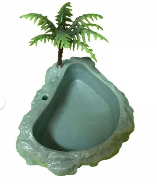 Miniature Palm Tree Planter with Green Base for Succulents.