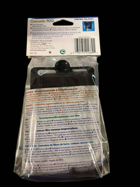 Cascade 100 filter pack featuring detailed instructions and specifications on the back.