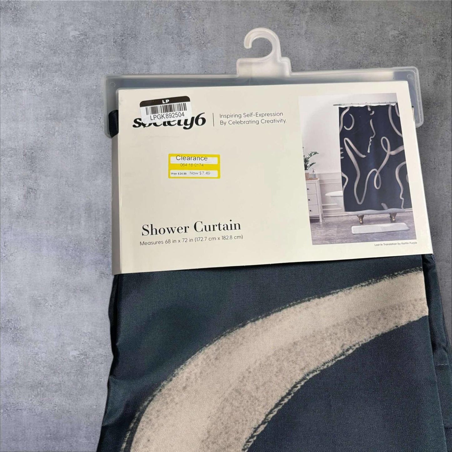 Society6 Navy & Beige Contemporary Shower Curtain - Sz. 68 in. x 72 in. NWT