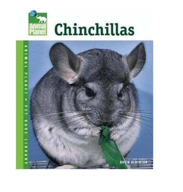 Chinchillas book cover featuring a gray chinchilla holding a green object.