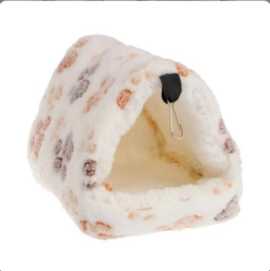 Cozy Cat Cave Bed featuring a soft, plush interior and a cute paw print design.