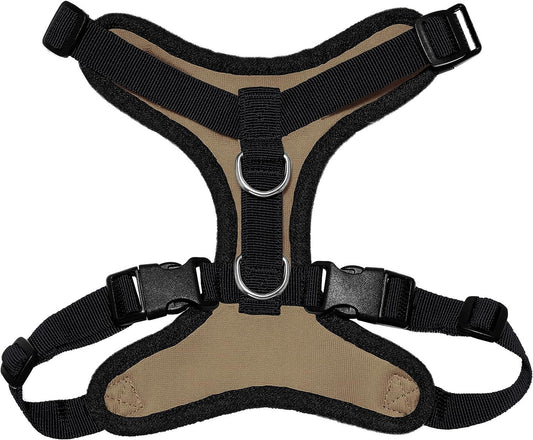 Dog harness featuring a durable black design with adjustable straps and a padded interior.
