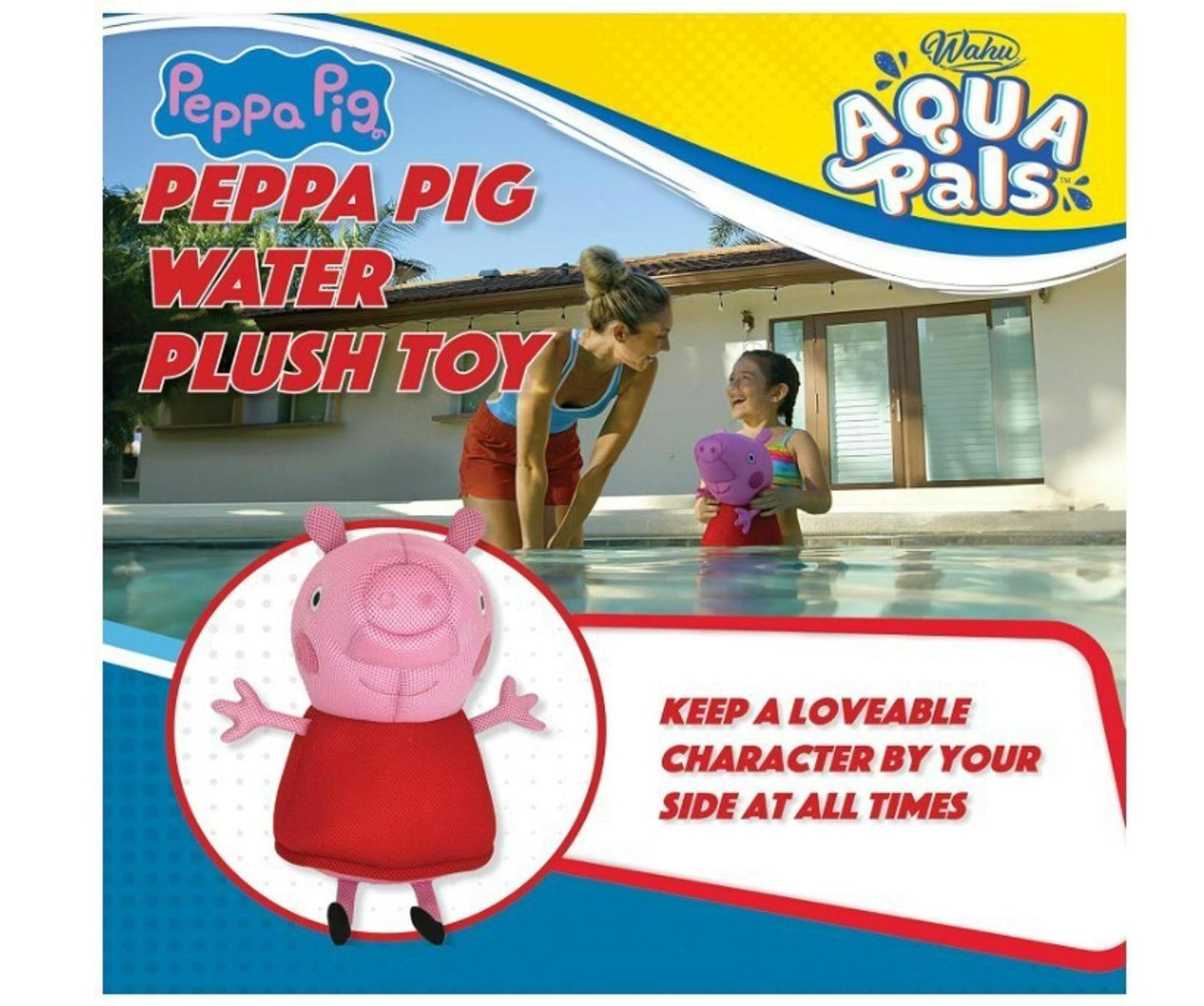 Wahu Aqua Pals Peppa Pig Plush Water Toy for Kids Ages 2+, Fast-Drying...