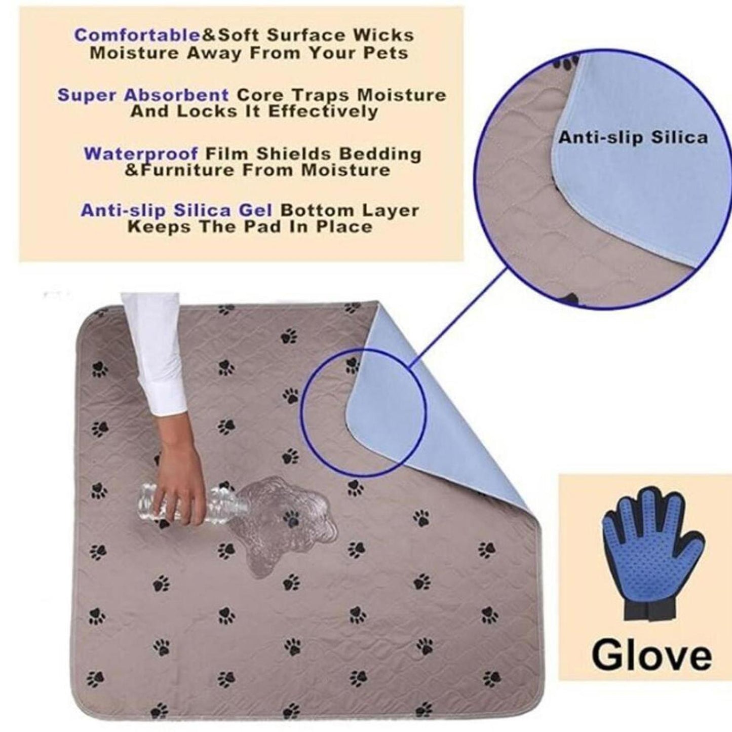 Washable Pee Pad for Dogs 30 X 20 2 PKReusable Dog Mat .