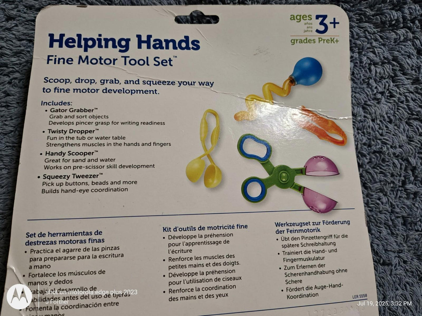 Learning Resources Helping Hands Fine Motor Tool Set Toy - 4 Pieces, Ages 3+