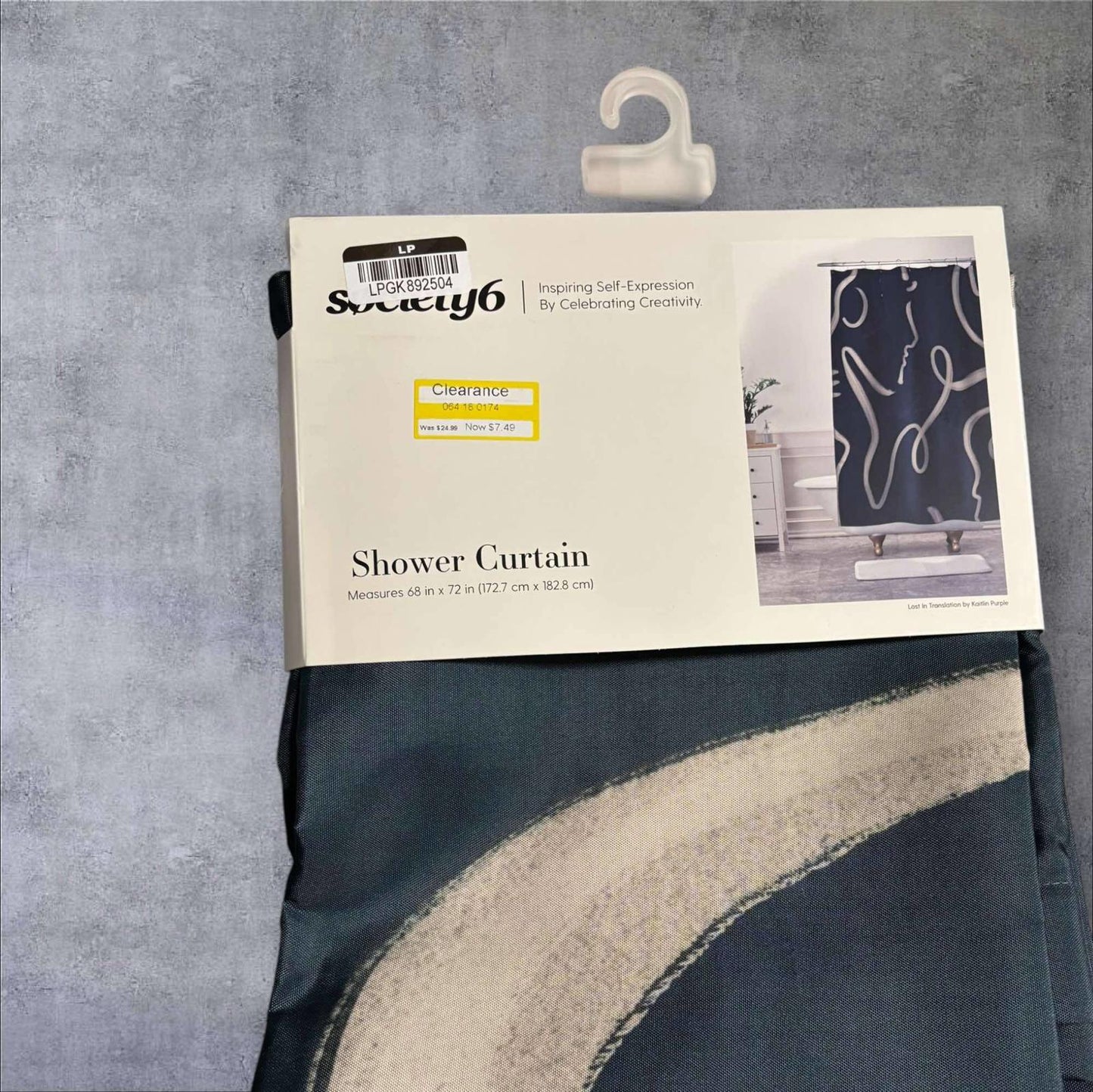 Society6 Navy & Beige Contemporary Shower Curtain - Sz. 68 in. x 72 in. NWT