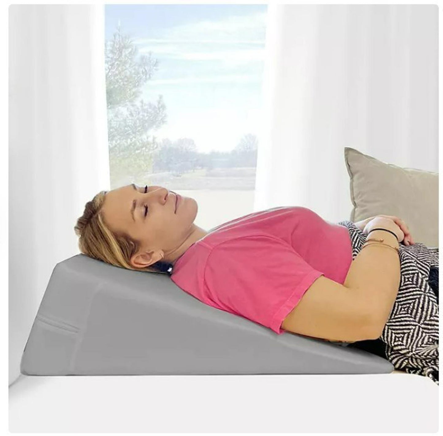 Wedge Pillow Memory Foam Bed Sleep Gray