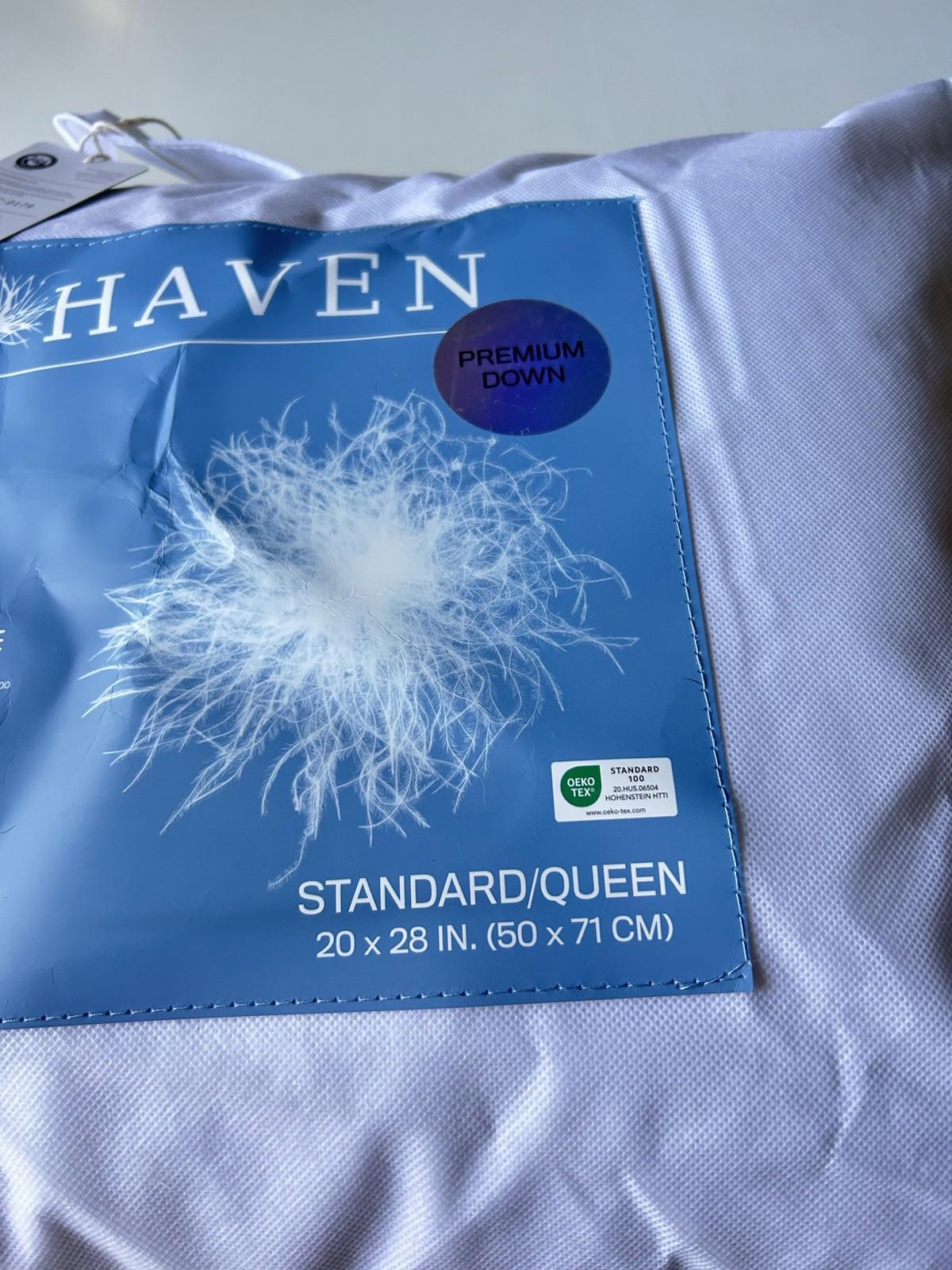 DOWN HAVEN DOWN PILLOW 650 FILL POWER WHITE PREMIUM DOWN STD/QUEEN 20X28 IN