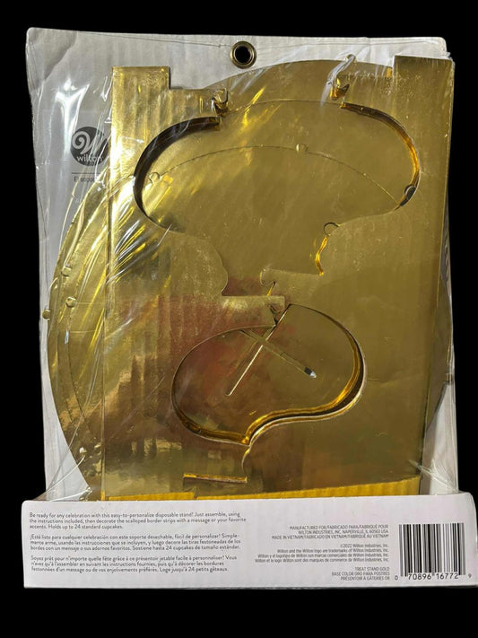 Gold Cake Decorating Stencils set featuring various shapes for creative baking.