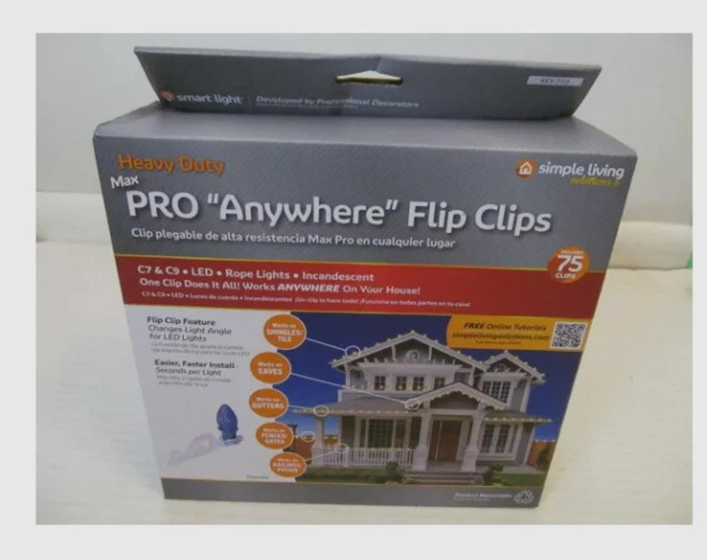 Honey Can Do PRO Anywhere Flip Clips packaging showcasing versatile lighting options for outdoor use.