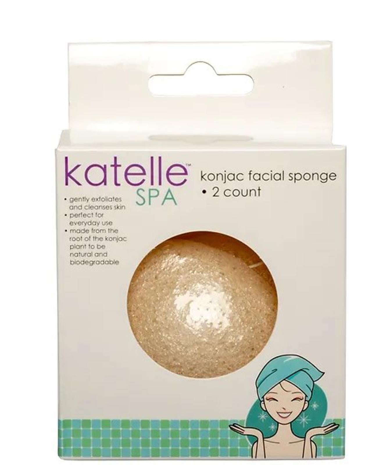 Katelle SPA konjac facial sponge for gentle exfoliation and cleansing, 2 count.