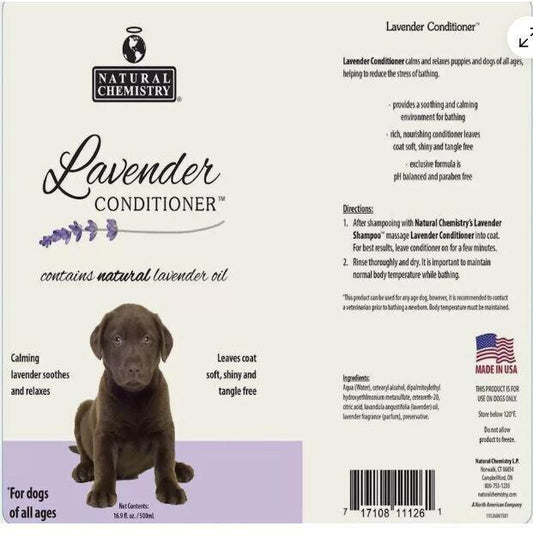 Lavender Conditioner with natural lavender oil for dogs, featuring calming properties and a soothing scent.