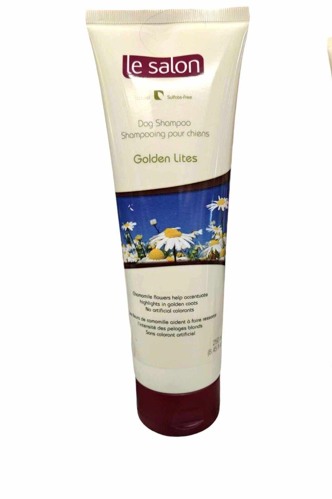 Le Salon Dog Shampoo Golden Lites in a tube with floral design for brightening coats.
