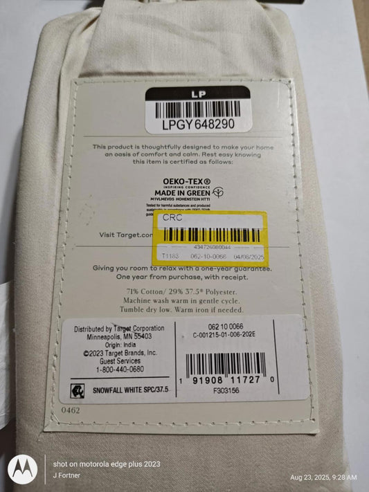 LPGY648290 product label showing Oeko-Tex certification and care instructions.