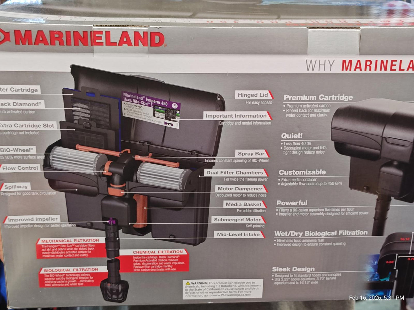 Marineland filter system with premium cartridge and customizable features for powerful filtration.