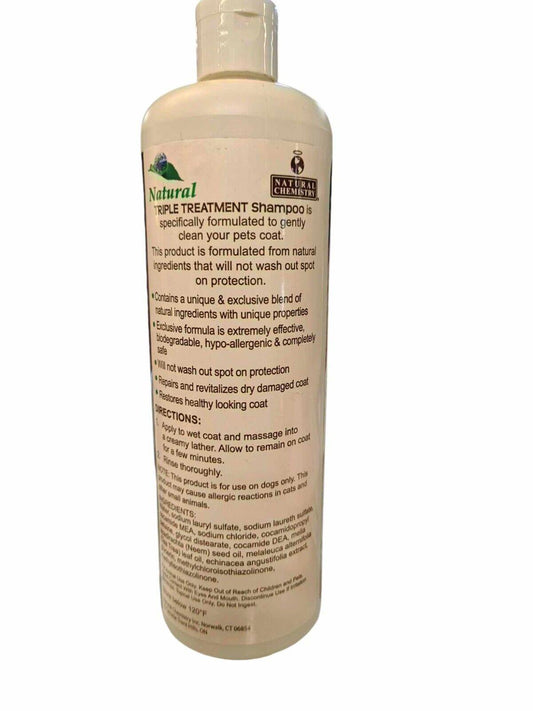 Natural Pet Treatment Shampoo designed to effectively clean and protect your pet's coat.