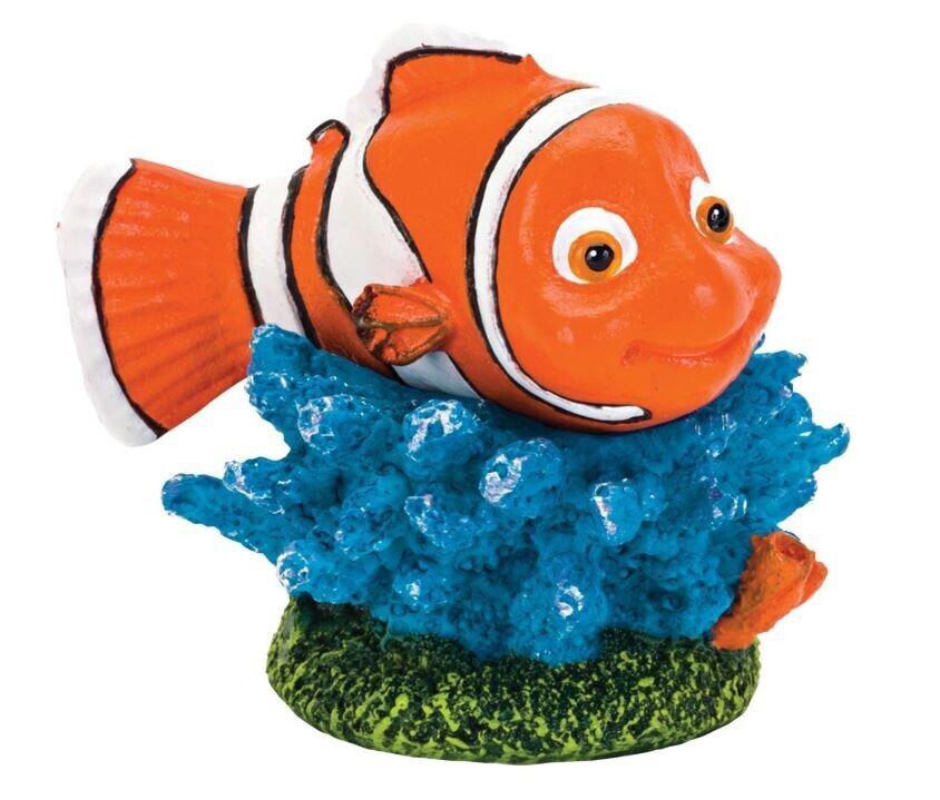 Nemo clownfish figurine with vibrant orange color and blue coral base.