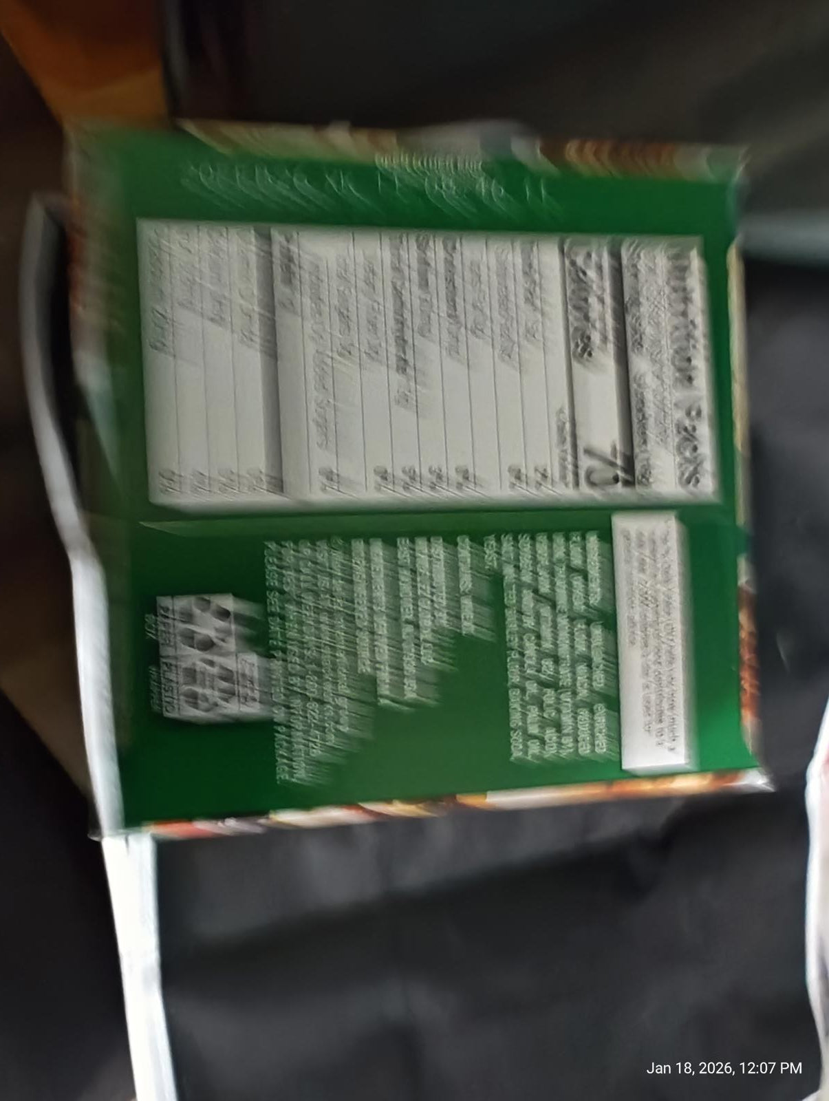 Nutrition Peas package showing nutritional information and ingredients list.