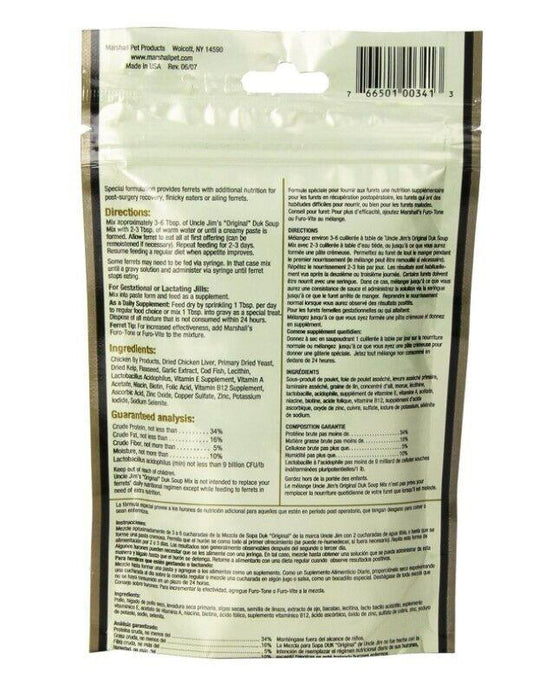 Organic Jerky Dog Treats back packaging with nutritional information and ingredients.