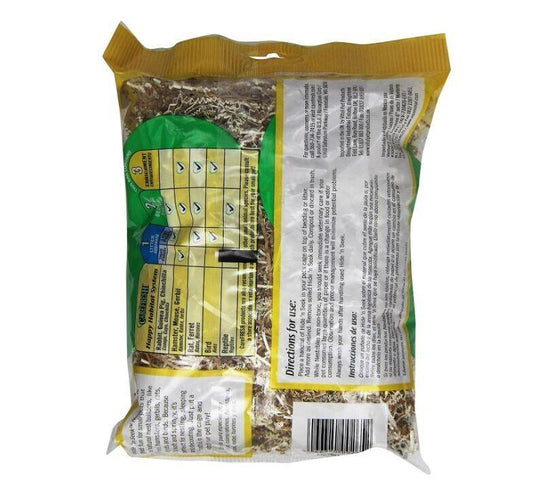 Organic Wheat Straw Bedding for small animals, featuring a resealable bag and clear instructions.