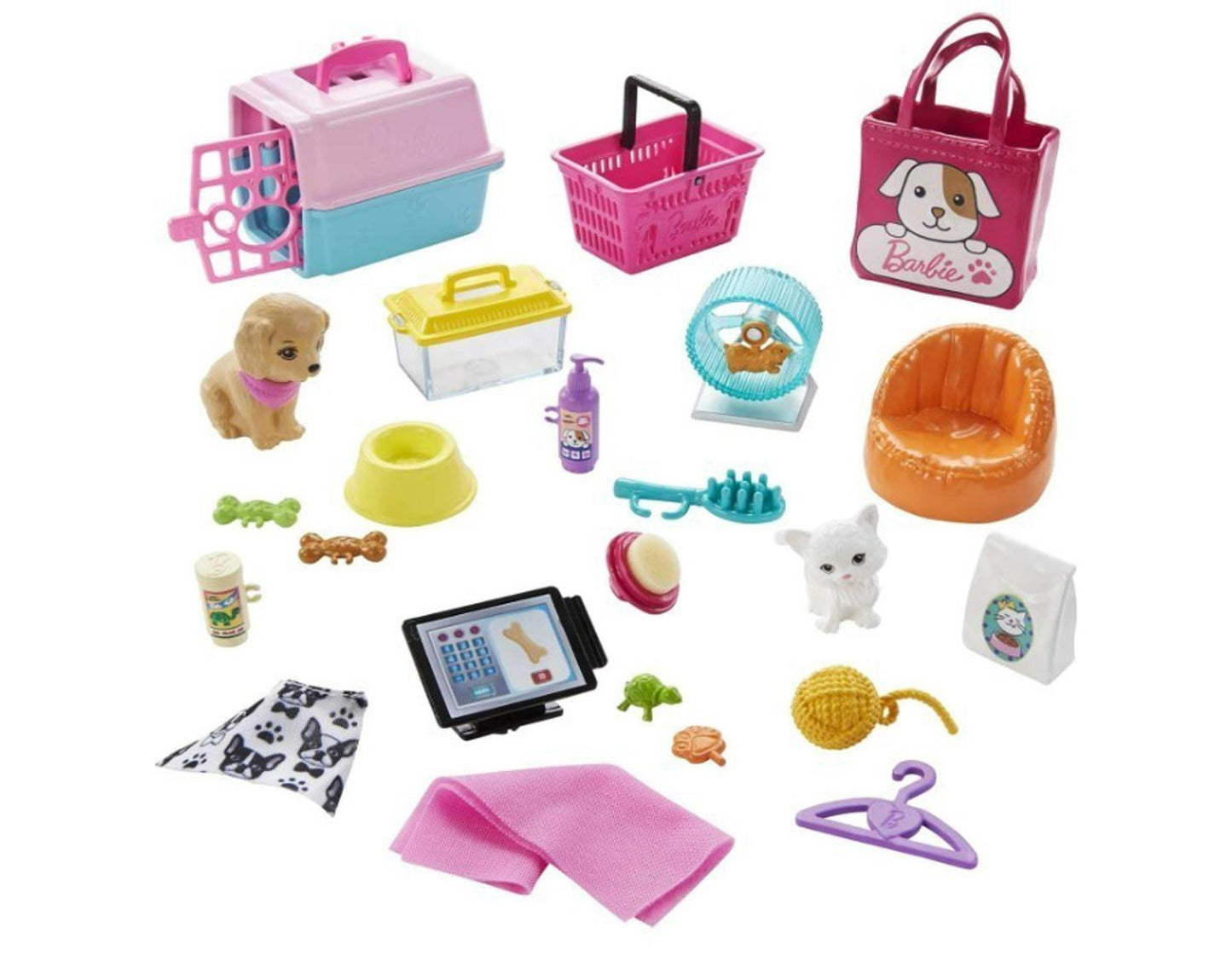 Pet Care Playset includes a puppy, accessories, and a colorful carrying bag for imaginative play.