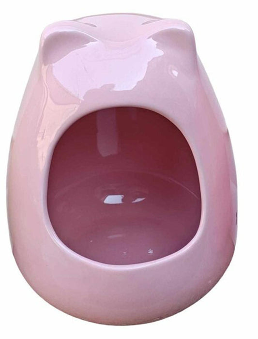 Pink Cat Litter Box with Bear Design features a smooth surface and spacious interior.