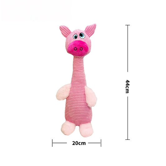 Pink Pig Plush Toy with long neck and big eyes, measuring 44cm tall.