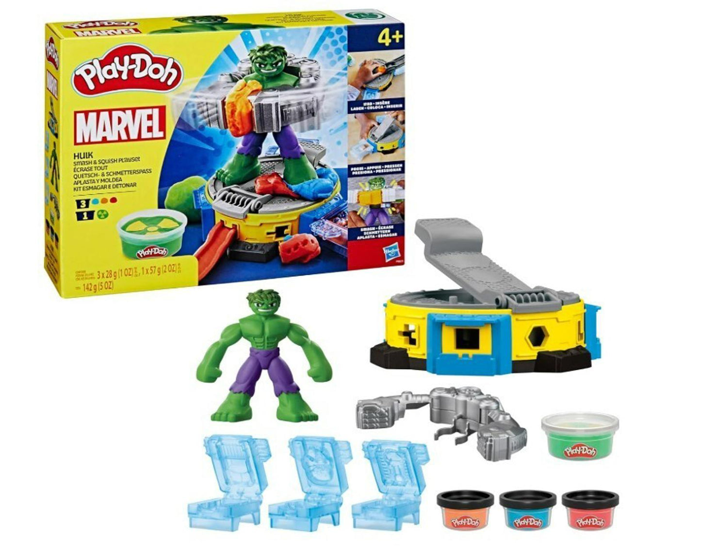 Play-Doh Marvel Hulk playset with colorful accessories and figure for creative fun.